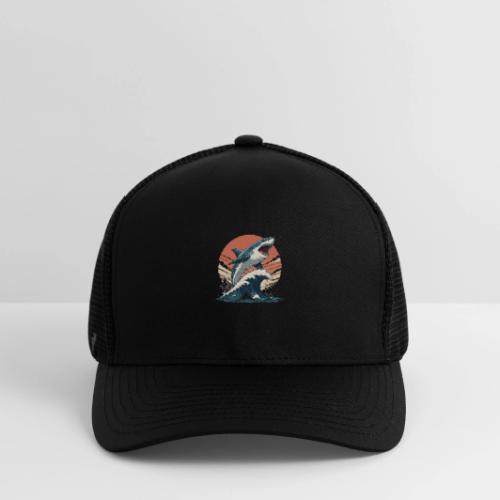 Fierce Shark Breaking Through Waves - Flexfit Fitted Baseball Cap