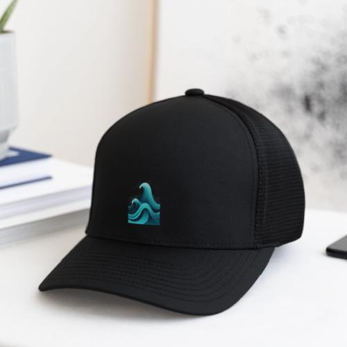 Dynamic Ocean Wave Illustration - Flexfit Fitted Baseball Cap