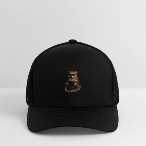 Cool Red Fox Wearing Sunglasses Drinking Coffee - Flexfit Fitted Baseball Cap