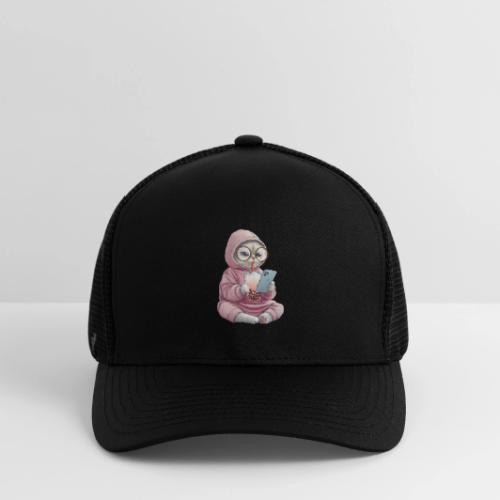 Cool Cat Bubble Tea Cartoon Design - Flexfit Fitted Baseball Cap