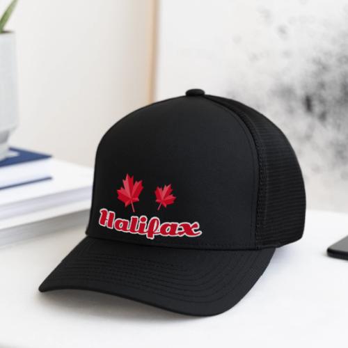 Halifax with two red maple leaves - Flexfit Fitted Baseball Cap