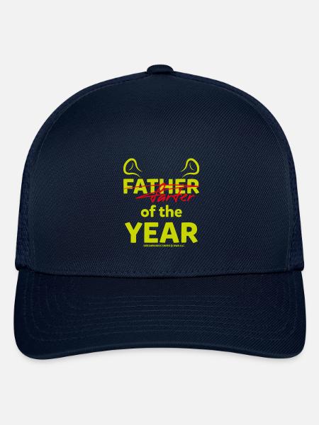 Shrek Design With Quote Father Of The Year Funny - Flexfit Fitted Baseball Cap - navy