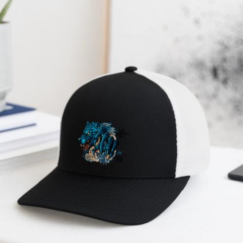 Blue Wolf Graffiti Street Art - Flexfit Fitted Baseball Cap