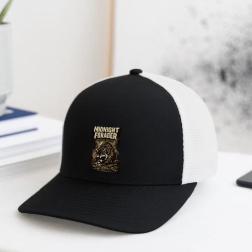Midnight Forager Raccoon Mushroom Hunter - Flexfit Fitted Baseball Cap