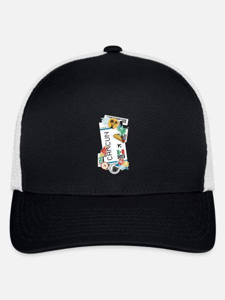 Cancun Mexico Mexican Flag - Flexfit Fitted Baseball Cap - black/white
