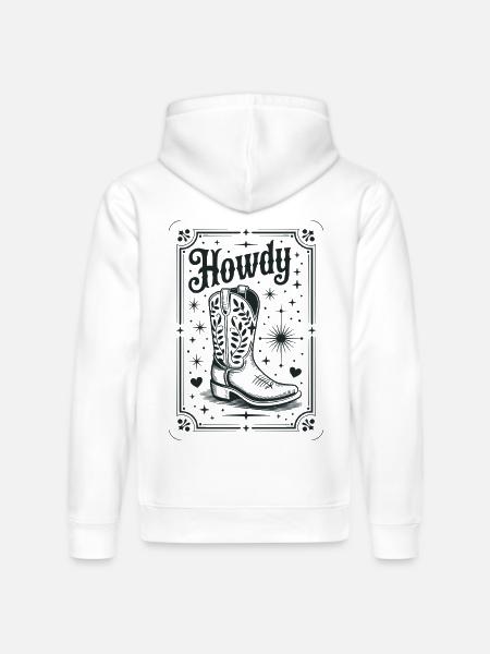 Howdy Boots Western Night - Stanley/Stella Drummer Unisex Organic Hoodie - white