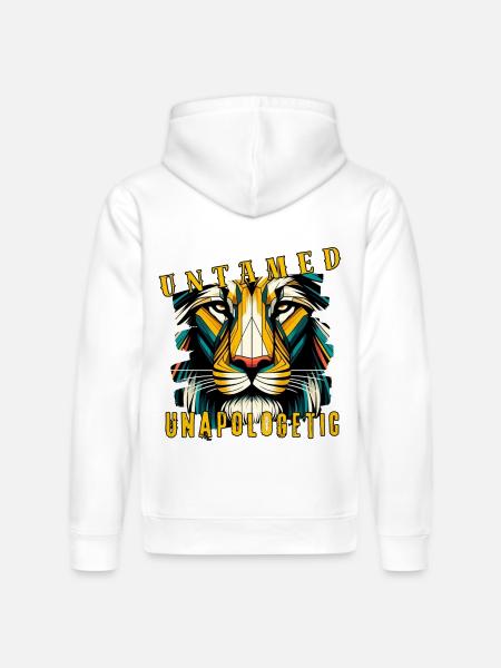Untamed-Unapologetic-Fierce-Lion-Gaze-Cubist-Art - Stanley/Stella Drummer Unisex Organic Hoodie - white