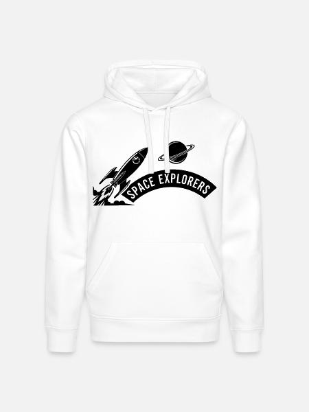 Space Explorers Logo - Stanley/Stella Drummer Unisex Organic Hoodie - white