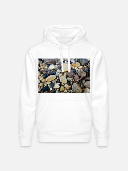 wet beach with lock - Stanley/Stella Drummer Unisex Organic Hoodie - white