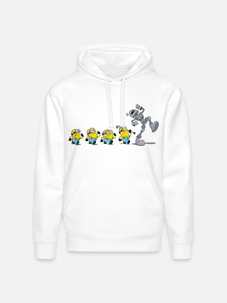 Minions In A Row With Robot - Stanley/Stella Drummer Unisex Organic Hoodie - white