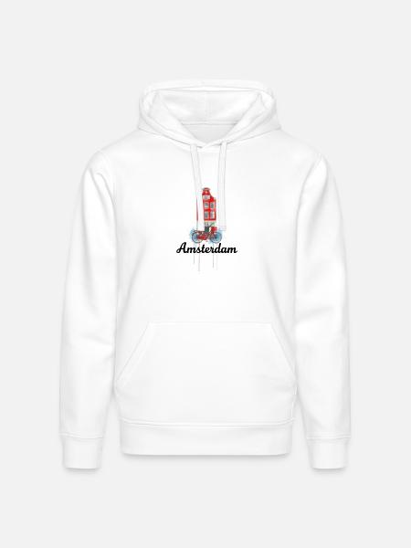 Amsterdam Bicycle on Red Facade - Stanley/Stella Drummer Unisex Organic Hoodie - white