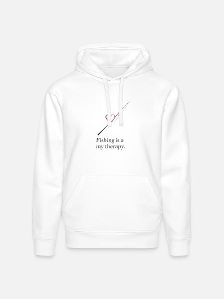 Fishing Heart Therapy Design - Stanley/Stella Drummer Unisex Organic Hoodie - white