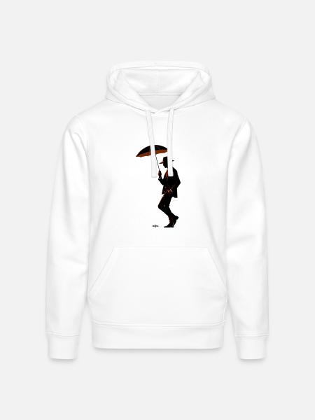 Noir Gentleman Umbrella Silhouette - Stanley/Stella Drummer Unisex Organic Hoodie - white