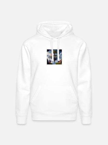 Floating Island Growth Illustration - Stanley/Stella Drummer Unisex Organic Hoodie - white