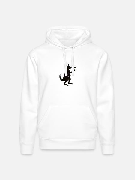 Kangaroo Sip Silhouette - Stanley/Stella Drummer Unisex Organic Hoodie - white