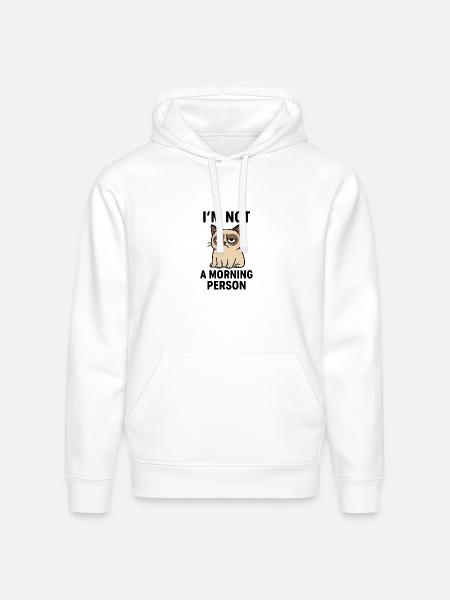 Moody Cat Minimal Meme - Stanley/Stella Drummer Unisex Organic Hoodie - white