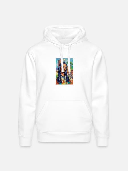 Bluehair City Portrait - Stanley/Stella Drummer Unisex Organic Hoodie - white