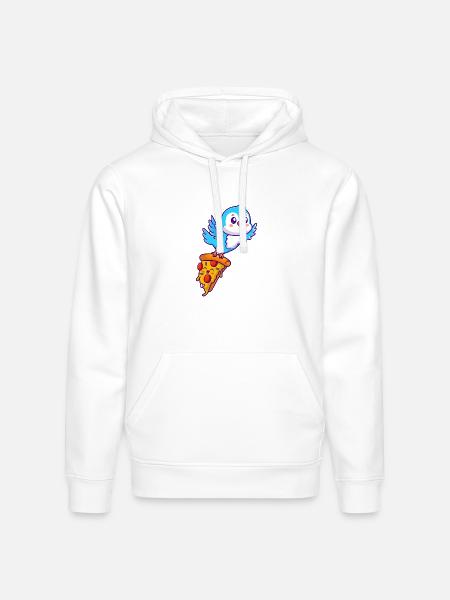 Pizza Pal Penguin on Slice - Stanley/Stella Drummer Unisex Organic Hoodie - white