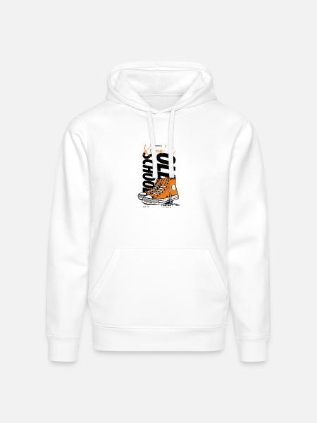 Vibrant Orange Sneakers Illustration - Stanley/Stella Drummer Unisex Organic Hoodie - white