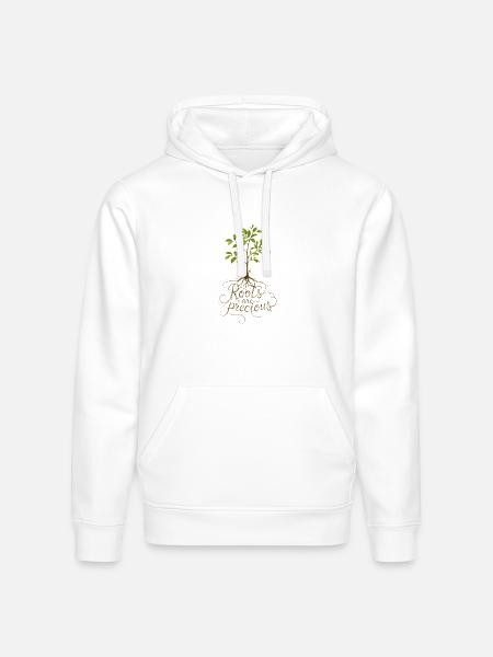 "Roots Are Precious" Tree Design - Stanley/Stella Drummer Unisex Organic Hoodie - white