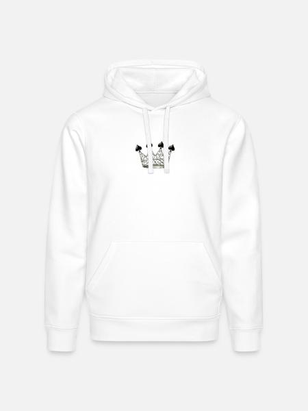 Queen of Spades Crown Emblem - Stanley/Stella Drummer Unisex Organic Hoodie - white