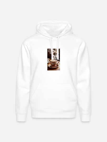 Heart Latte Steam Art - Stanley/Stella Drummer Unisex Organic Hoodie - white
