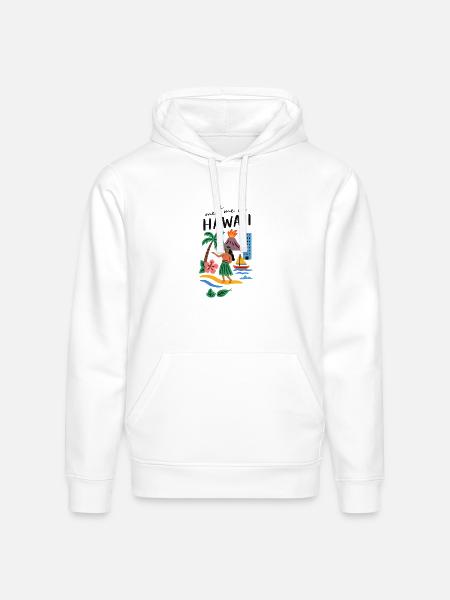 Hawaii Adventure Summer Tee - Stanley/Stella Drummer Unisex Organic Hoodie - white