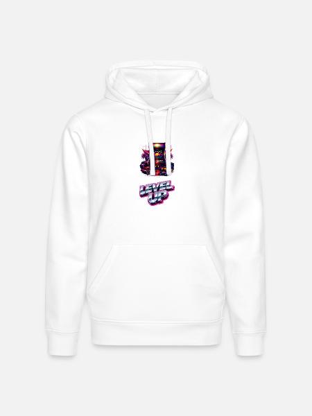 Neon Level Up Arcade - Stanley/Stella Drummer Unisex Organic Hoodie - white