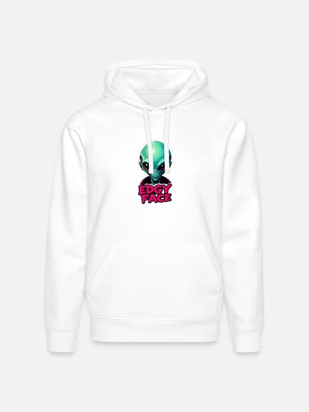 Edgy Face Martian - Stanley/Stella Drummer Unisex Organic Hoodie - white