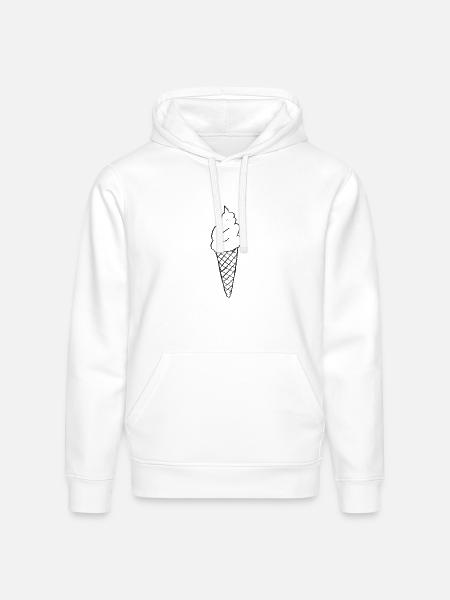 Minimal Ice Cream Cone Line Art - Stanley/Stella Drummer Unisex Organic Hoodie - white