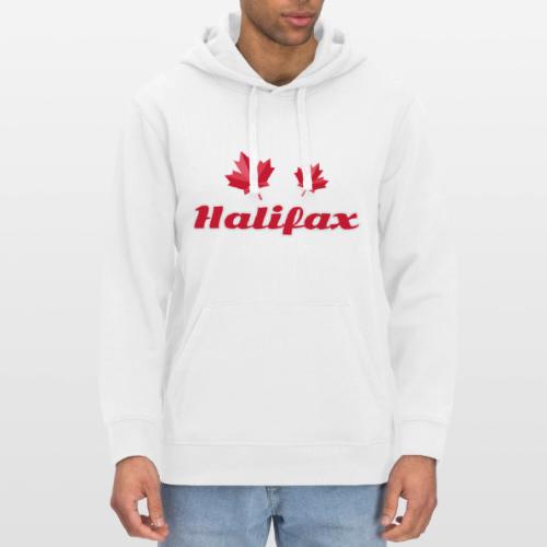 Halifax with two red maple leaves - Stanley/Stella Drummer Unisex Organic Hoodie