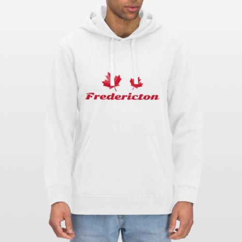 Fredericton with two red maple leaves - Stanley/Stella Drummer Unisex Organic Hoodie