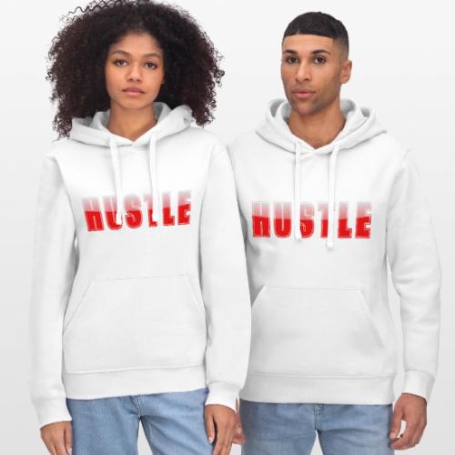 HUSTLE Bold Red Motivational Typography Design - Stanley/Stella Drummer Unisex Organic Hoodie