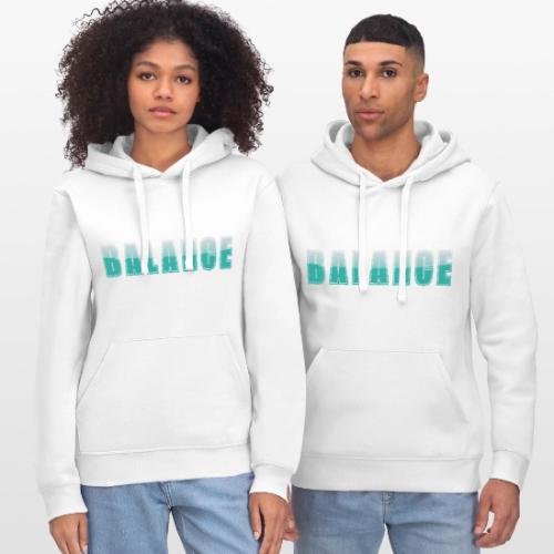 BALANCE Calm Teal Minimal Word Art Design - Stanley/Stella Drummer Unisex Organic Hoodie