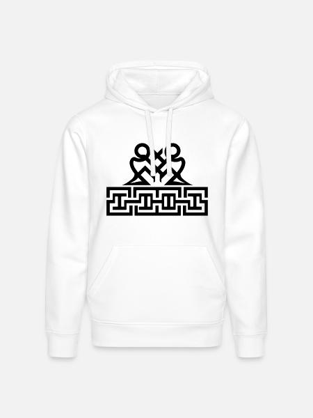 Twin Glyphs and Maze Motif - Stanley/Stella Drummer Unisex Organic Hoodie - white