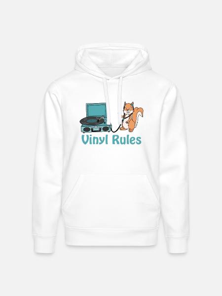 vinyl rules sky blue - Stanley/Stella Drummer Unisex Organic Hoodie - white
