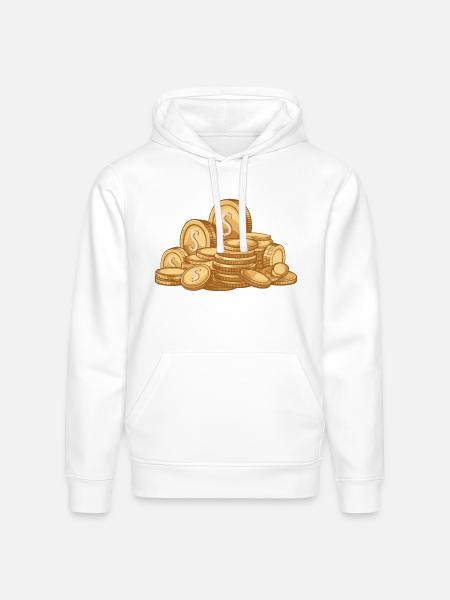 Pile of Gold Coins - Stanley/Stella Drummer Unisex Organic Hoodie - white
