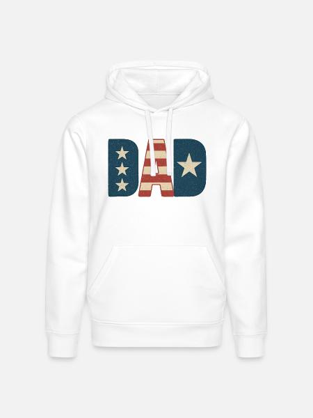 DAD 4th of July - Stanley/Stella Drummer Unisex Organic Hoodie - white