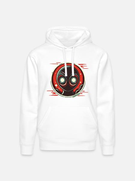 Cosmic Alien Face Illustration - Stanley/Stella Drummer Unisex Organic Hoodie - white
