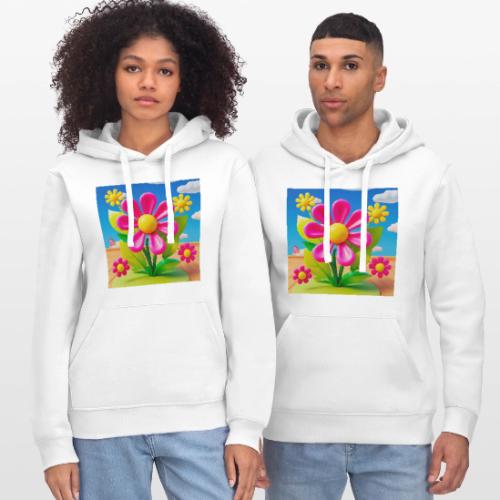 Pink Floral Peace | Sky & Nature Design - Stanley/Stella Drummer Unisex Organic Hoodie