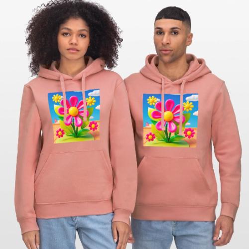 Pink Floral Peace | Sky & Nature Design - Stanley/Stella Drummer Unisex Organic Hoodie