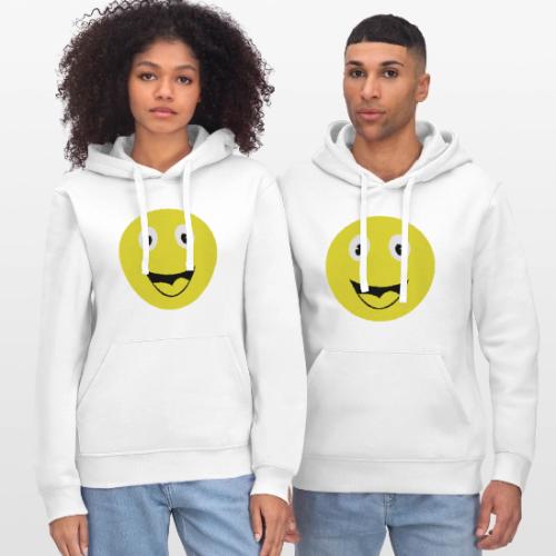 Yellow Happy Face Print - Stanley/Stella Drummer Unisex Organic Hoodie