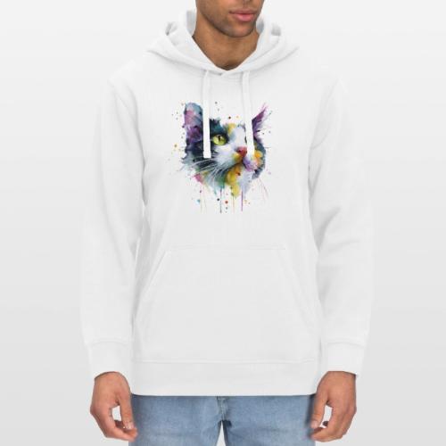 Cat: Painted Purr Expression - Stanley/Stella Drummer Unisex Organic Hoodie