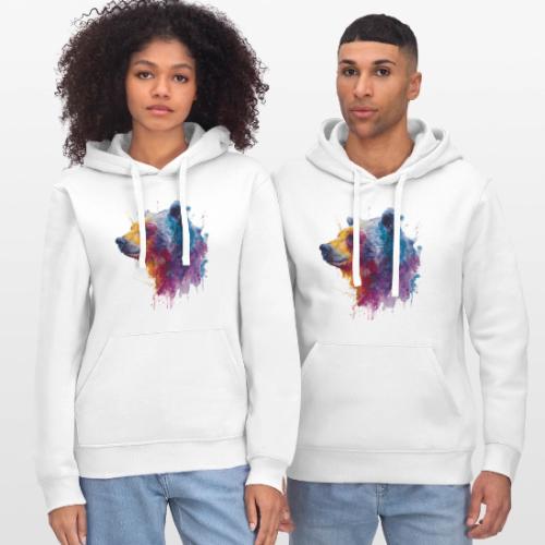 Watercolor Bear Portrait - Stanley/Stella Drummer Unisex Organic Hoodie