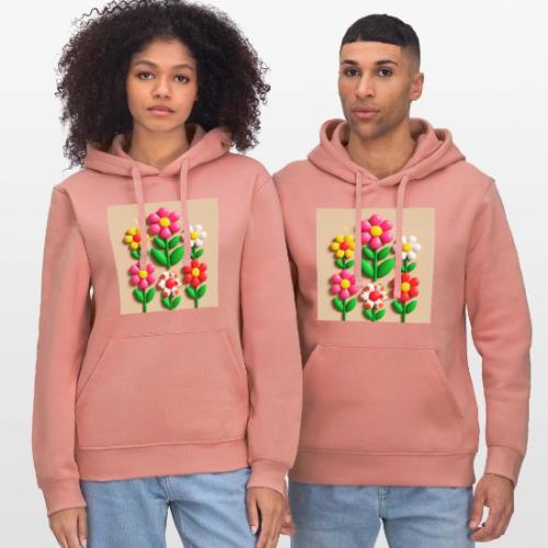 3D Flowers and Butterflies in Amber, Floral Design - Stanley/Stella Drummer Unisex Organic Hoodie