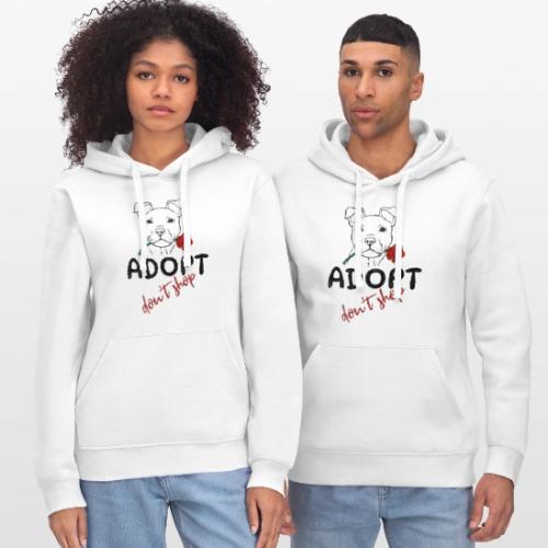 Retro Adopt Dont Shop Cute Puppy Rose Tee - Stanley/Stella Drummer Unisex Organic Hoodie