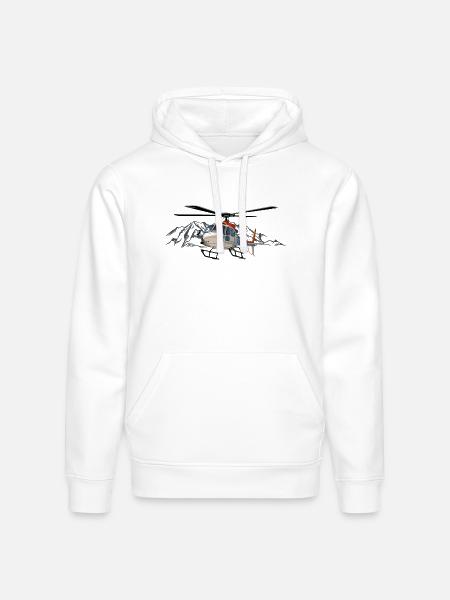 Helicopter in action - Stanley/Stella Drummer Unisex Organic Hoodie - white