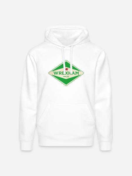 Wrexham Green Diamond Logo - Stanley/Stella Drummer Unisex Organic Hoodie - white