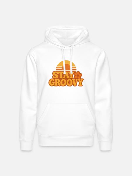 Retro Sunset Stay Groovy Graphic - Stanley/Stella Drummer Unisex Organic Hoodie - white
