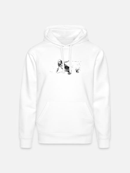 Alpine Skier Sketch Pattern - Stanley/Stella Drummer Unisex Organic Hoodie - white